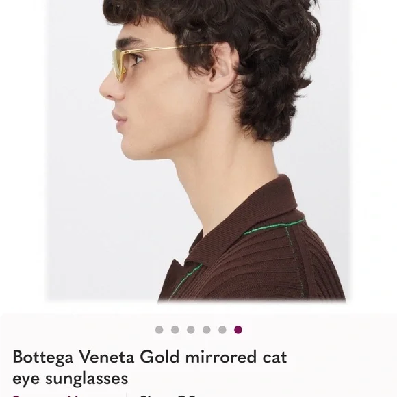 Bottega Veneta Gold Mirrored Sunglasses - Picture 6 of 6